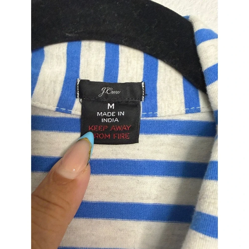 J.Crew Women's Blue Gray Striped Short Sleeve Pajama Set Size M Cotton Blend
